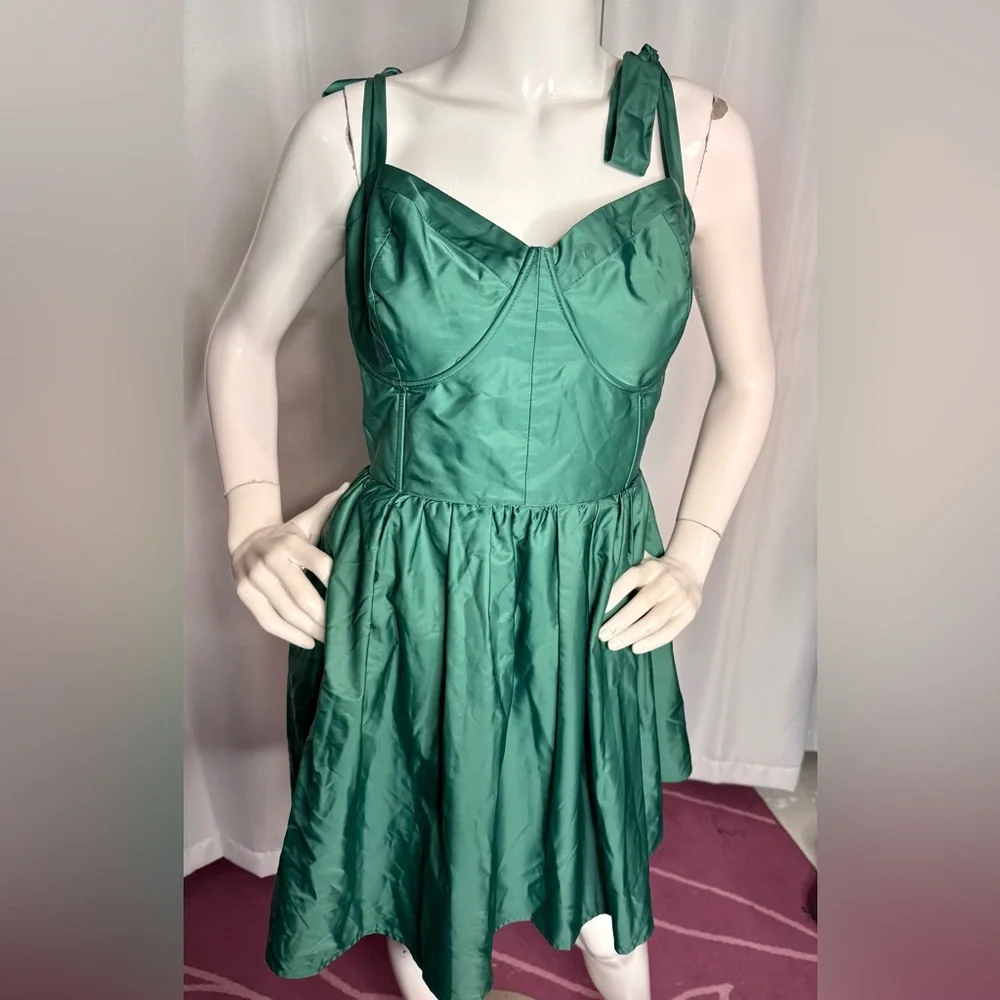 NWT Johnny Wujek Sleeveless Fit + Flare Dress, Hunter Green - Picture 4 of 12